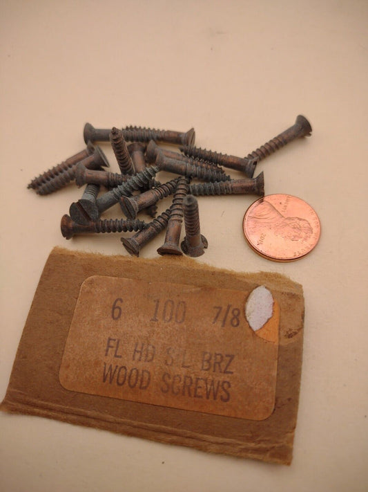 #6 x 7/8" Silicon Bronze Flat Head Slotted Marine Wood Screws (20) pack SBWS02