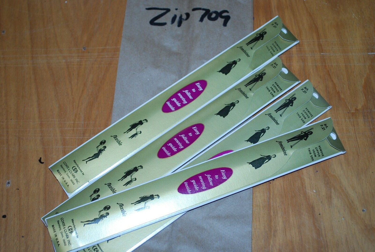 N.O.S. J&P Coats 9" Metal Zipper Black - (Lot of 4 packs) - zip709