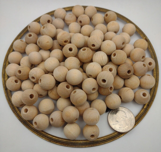 1/2" Dia 1/8" hole Unfinished Wood Round Ball Beads 100pc Packs Lot #WB01