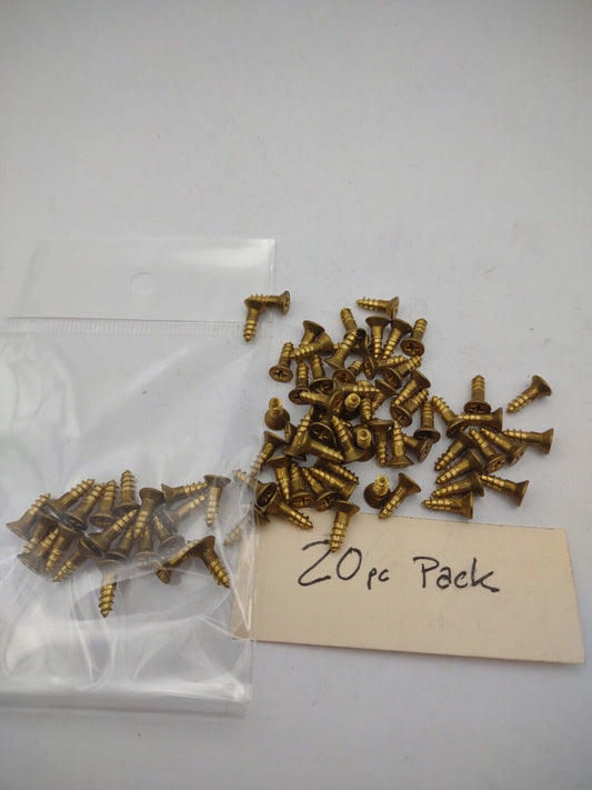 #4 x 3/8" Solid Brass Phillips FH Wood Screws (20) Pack- NOS - A020p