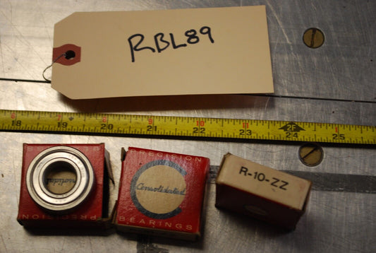 Consolidated R-10-ZZ Ball Bearings - Lot of Qty (3) NOS - RBL89