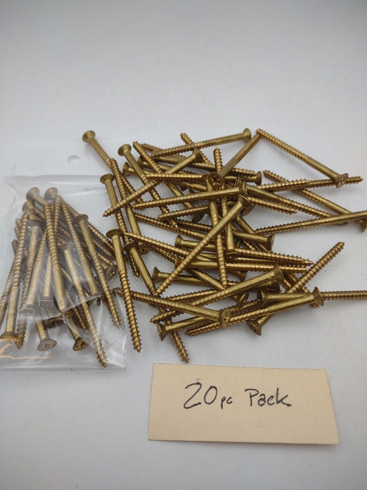 #6 x 2" Solid Brass Phillips FH Wood Screws (20) Pack- NOS - A018p