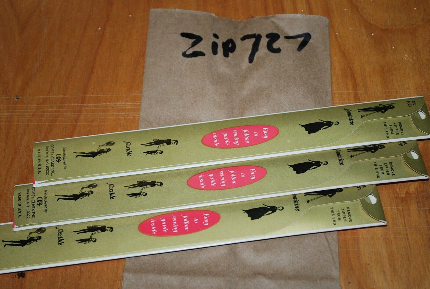 N.O.S. J&P Coats 16" Metal Zipper 91 Lilac - (Lot of 3 packs) - zip727
