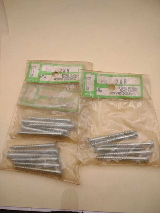 #8 x 2" Slotted Flat Head Reed & Prince Wood Screws (18pcs) NOS Lot RP031