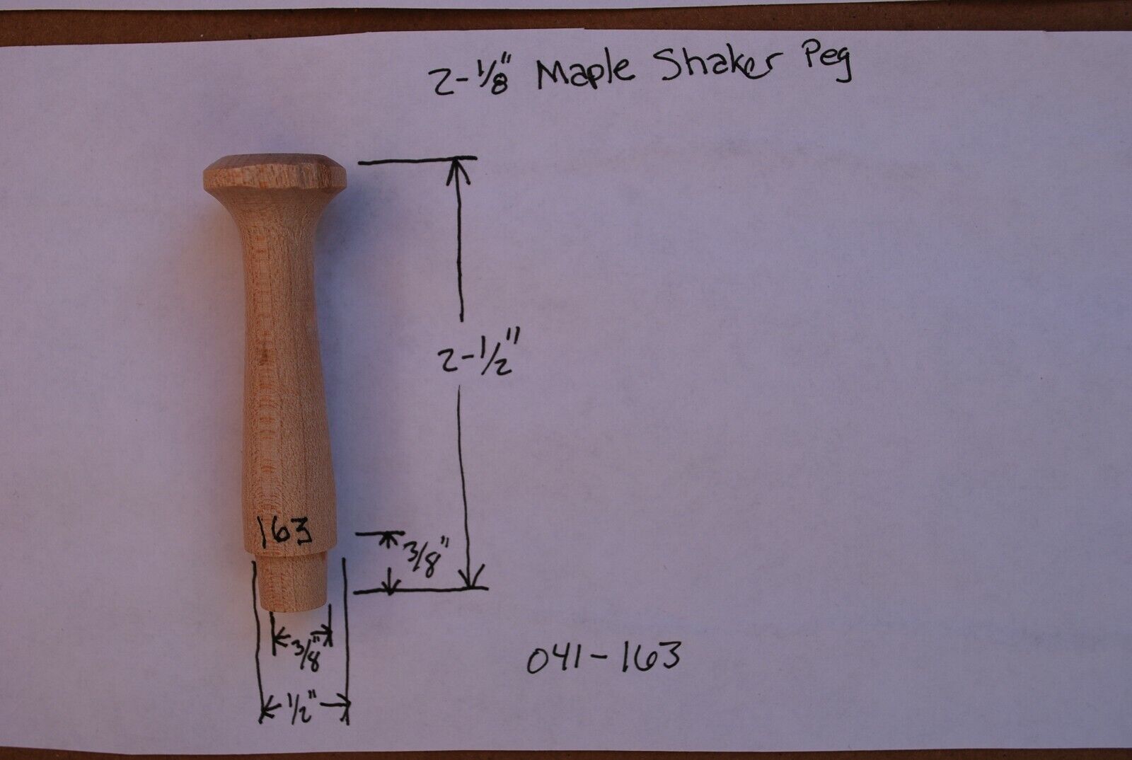 2-1/8" Unfinished Hardwood Shaker Peg 25pc Packs Lot #SP06