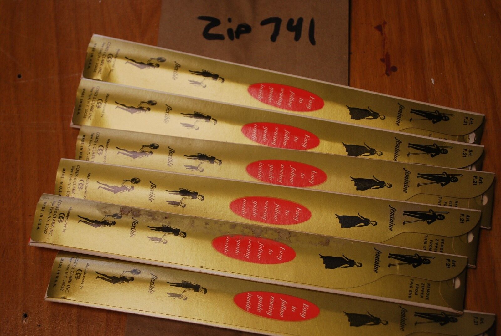 N.O.S. J&P Coats 18" Metal Zipper 91 Lilac - (Lot of 6 packs) - zip741