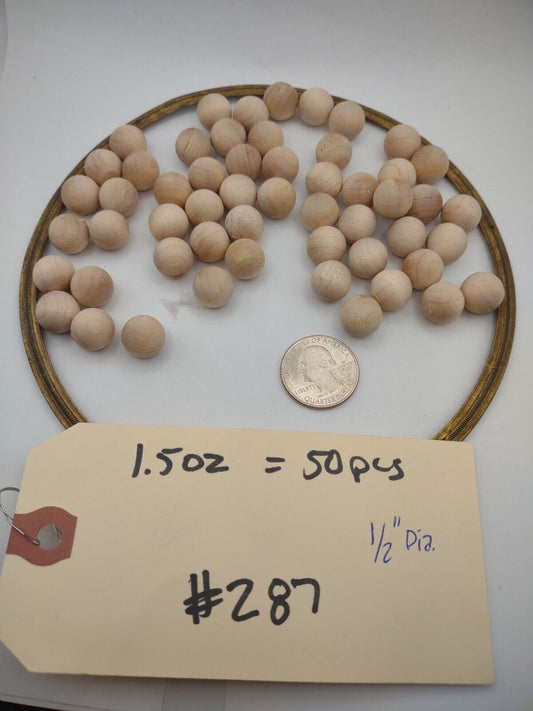 1/2" Dia. Unfinished Wood Round Ball Spheres 50pc Packs Lot #WS06